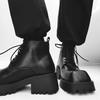 Square Men's Trendy European and American Niche Medium-top Retro Thick-soled Heightening Locomotive Boots High-top Leather Shoes