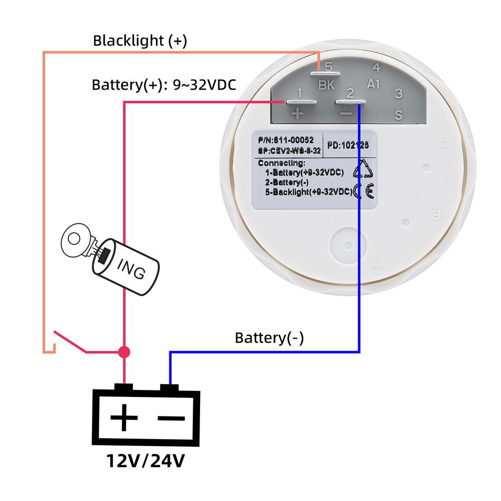 52MM Voltmeter 8-32 Volts Voltage Gauges Digital Volt Meter for 12V24V Universal Boat Marine Red LED Car Electronic Accessories