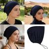 Commuters Friendly Turban Hat Adjustable Drawstring Head Cover Skull Hat for Women Mercerized Cotton Comfortable Headwrap