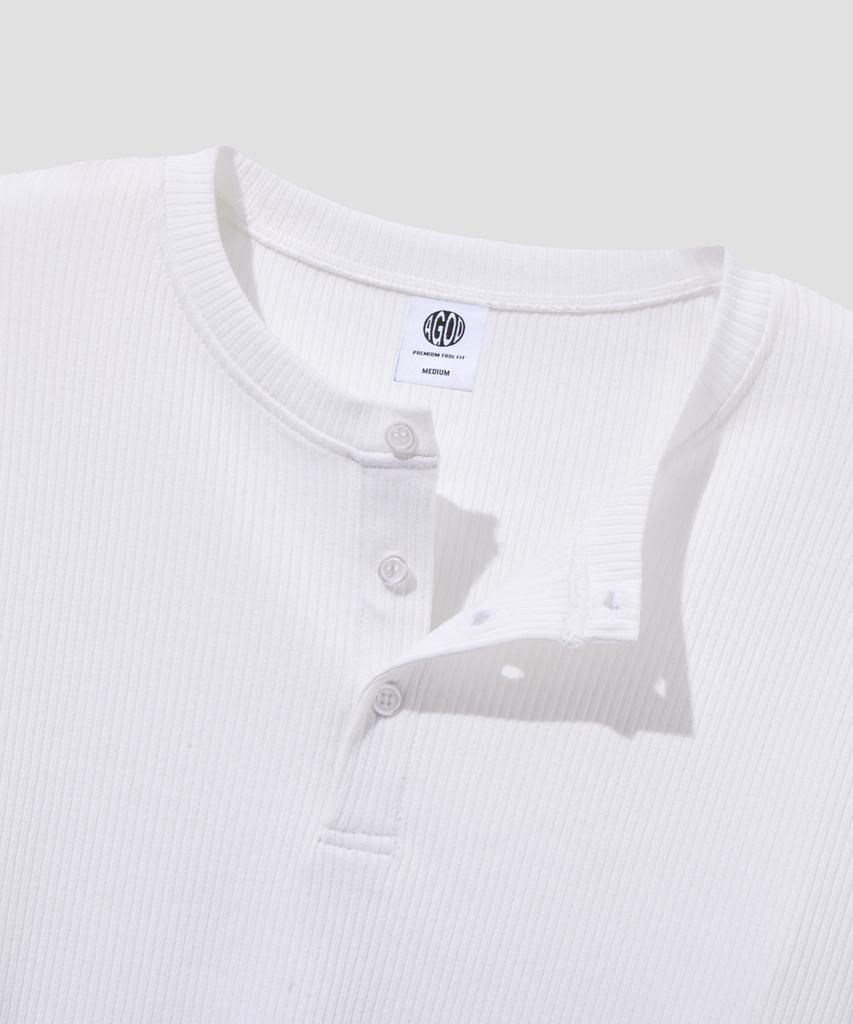 AGOD Soft Henley Neck Long Sleeve [White]