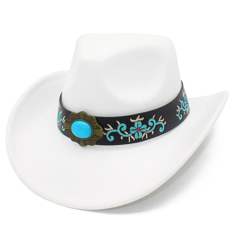 European and American Tribal Style Solid Color Cowboy Hat, Male and Female Couples Wide Brim Stage Performance Hat, Grassland Travel Essential Jazz