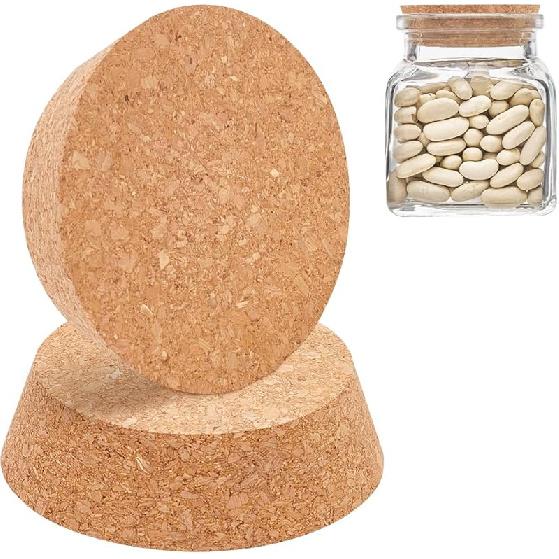 BENECREAT 2-Pack Large Cork Bottle Stoppers, 3.5~4.3 Inch Tapered Cork Plugs for Wine Bottle, Carafes, Pottery, Beer Glass Bottle, Craft DIY Decor,