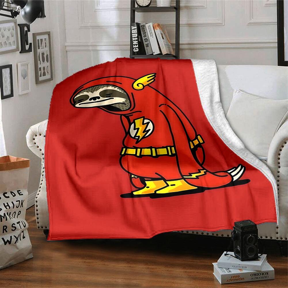 1pc Super Sloth Flash Flannel Throw Blanket HD Printed Lightweight Soft Warm All Season Blanket for Sofa, Bed, Travel, Camping Machine Washable