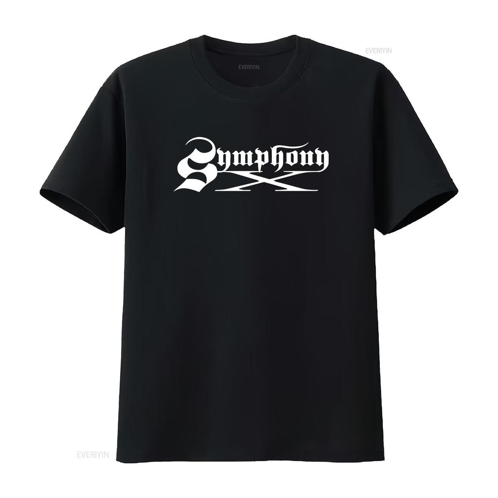Symphony X Gothic Font Design T Shirt for Men and Women Available in Sizes S XXL Colors Black White vintage Washed Versatile