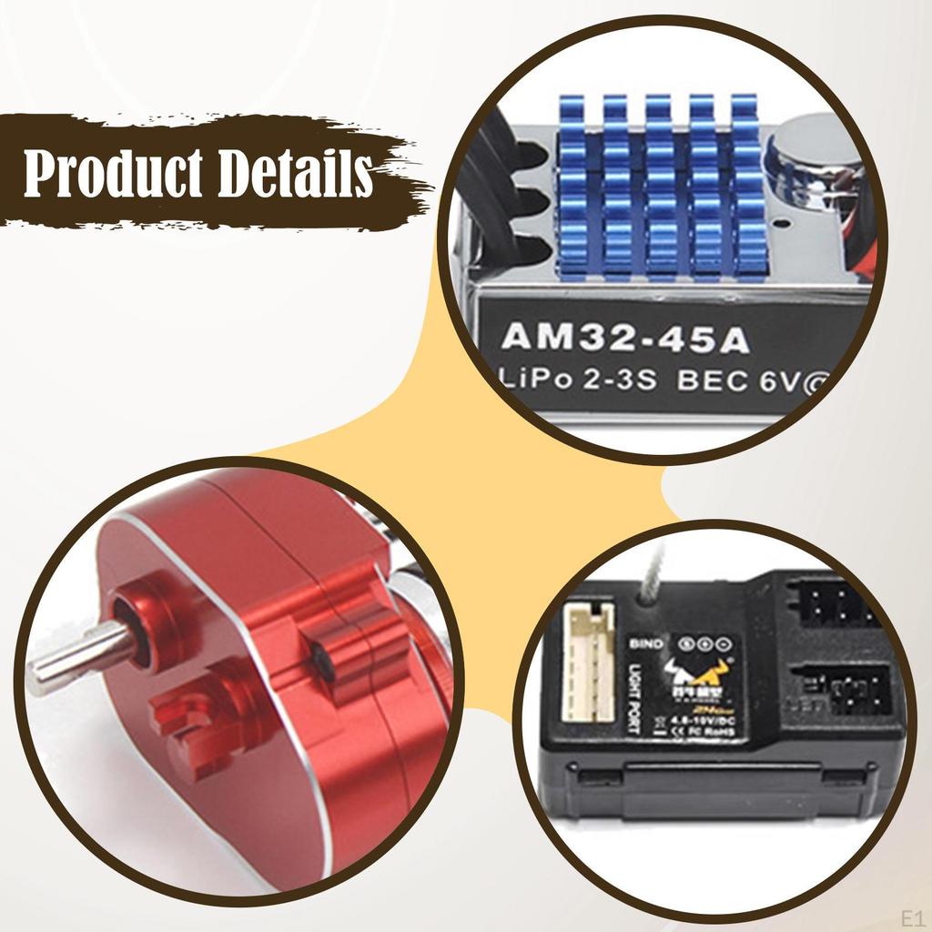 Brushless Gearbox ESC Combo for 1/12 RC Car Vehicle High Performance Receiver Included MN82
