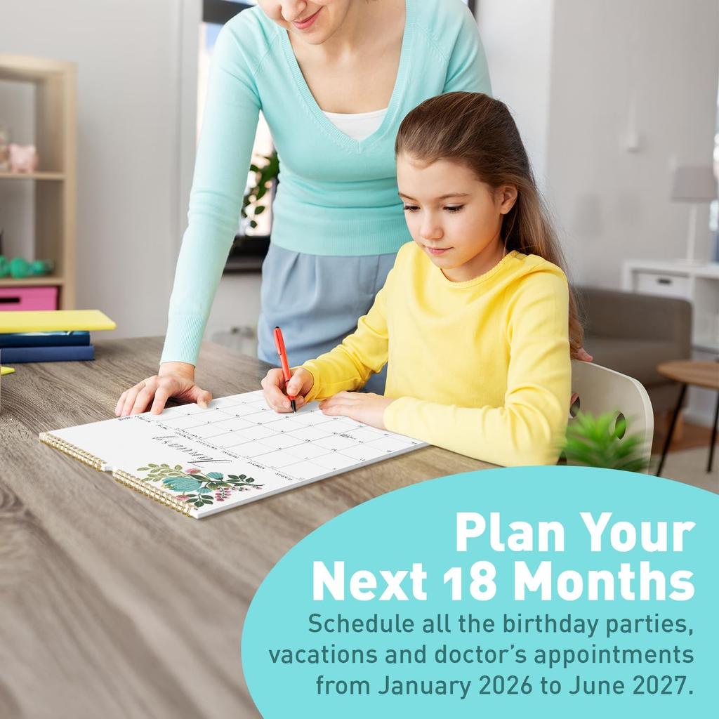 S&O Twelve Flowers 18 Month Wall Calendar 2026-2027 for Home - Tear-Off Monthly Calendar January 2026-June 2027 - Academic Wall Calendar - Hanging