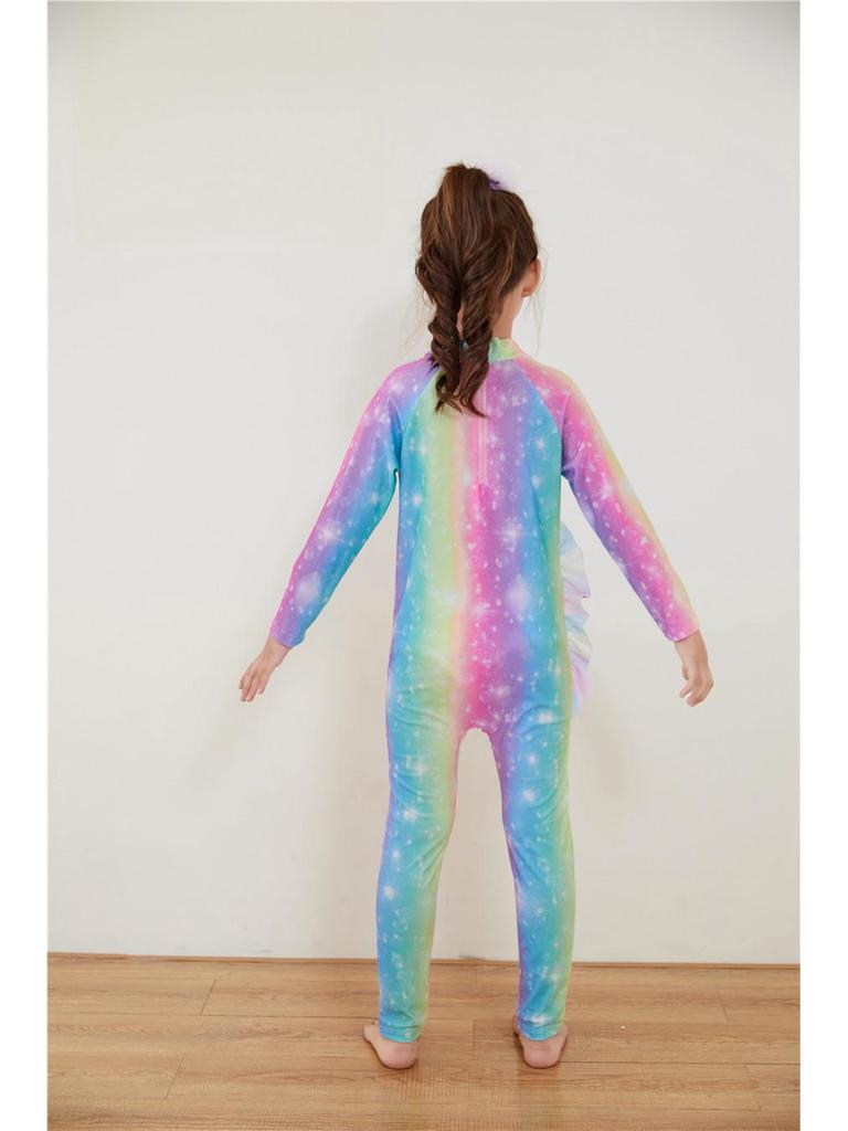 Uroczy strój kąpielowy dla niemowląt z długim rękawem, ochroną przeciwsłoneczną i spodniami