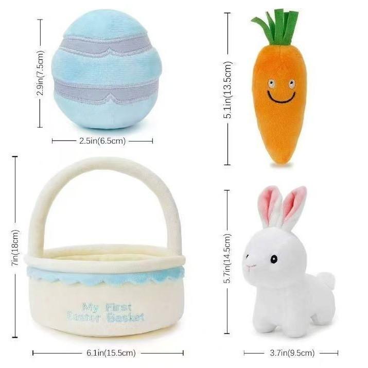 Easter Bunny Plush Toy With Carrot Ornament For Holiday Home Decor