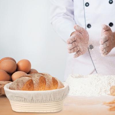 Brotgärkorb, handgewebter Rattan-Banneton zum Backen von Sauerteig, runder Aufbewahrungskorb im Spiraldesign mit Einsatz, Geschenk zur Brotherstellung