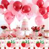 2 Pcs Strawberry Tablecloth, 54 x 108 Inch Pink Plaid Checkered Strawberry Tablecloth, Gingham Berry Sweet One Table Covers for Baby Shower, Berry