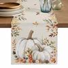 Dynie jesienne Liście klonu Lniany bieżnik na stół Dekoracja na przyjęcie świąteczne Wielokrotnego użytku Bieżnik na stół kuchenny i jadalniany Jesienna dekoracja na Święto Dziękczynienia