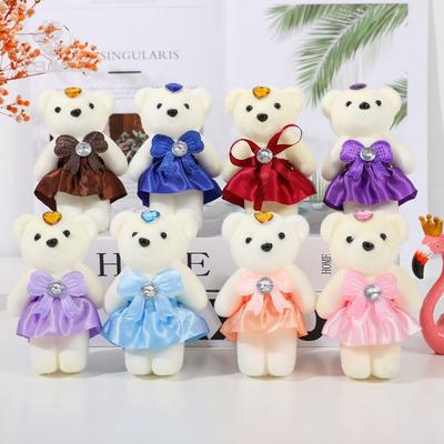 10 PCS Small Teddy Bear Birthday Flower Bouquet Animal Cartoon Small Teddy Bear Bouquet Bear Plush Doll Kid Toys