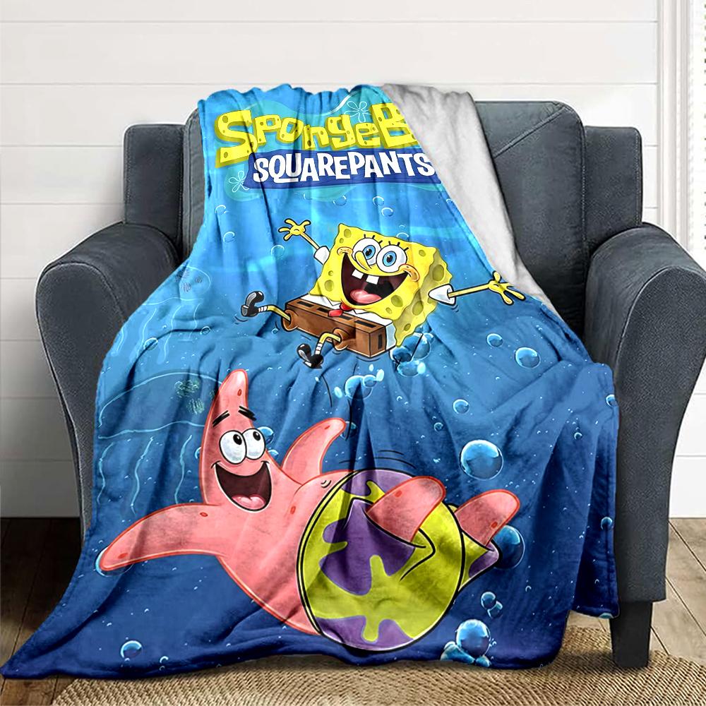 1Pc Spongebob'S Underwater Adventure Blanket Soft Throw Blanket For Home Bedroom Bed Sofa Travel Office Solid Christmas Blanket