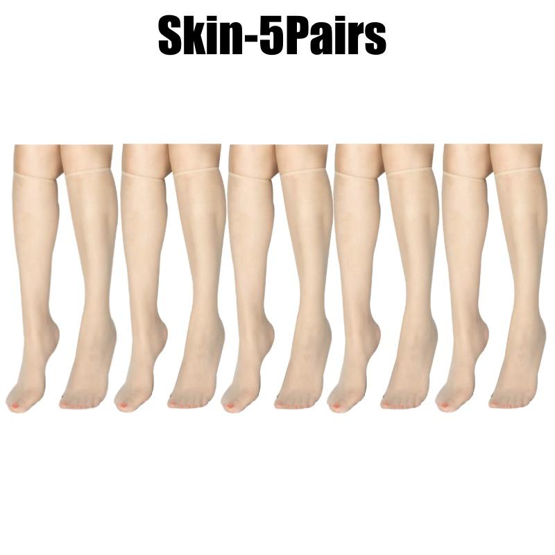 Summer Ultra-Thin Korean Style Invisible Thigh-High Socks Nude Seamless Mid-Calf Short Socks for Women Anti-Snag Sheer Stockings