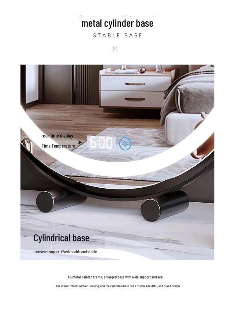 Roterbar cylindrisk LED-sminkspegel med fyllnadsljus