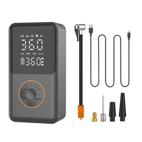 

Автомобильный беспроводной воздушный насос с подсветкой, перезаряжаемый через USB, портативный насос-инфлятор для автомобиля, велосипеда, мяча, электрический насос для шин чёрный