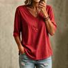 Women's V-Neck T-Shirt Short Sleeve Casual Fit Versatile