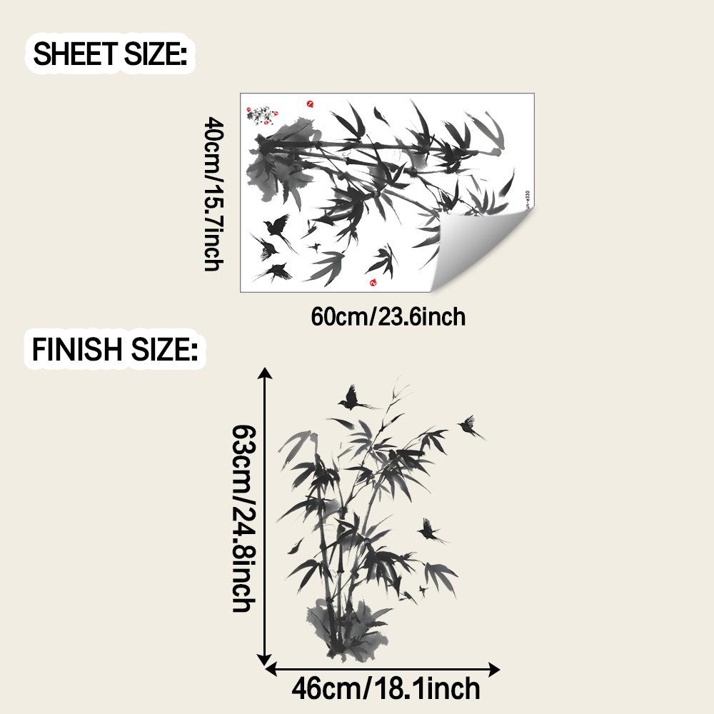 

Декоративные наклейки на стену в стиле китайской живописи тушью, бамбуковый фон, для кабинета и гостиной