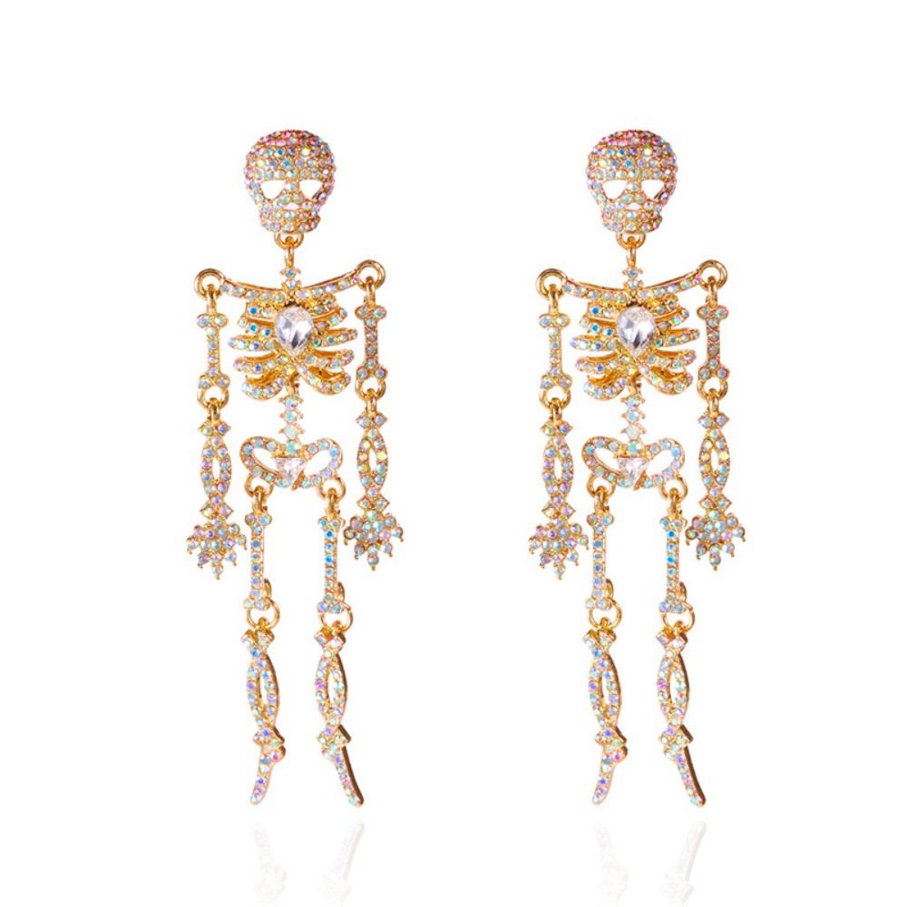 Punk Style Skeleton Pendant Earrings Shiny Halloween Party Jewelry  Festival Jewelry