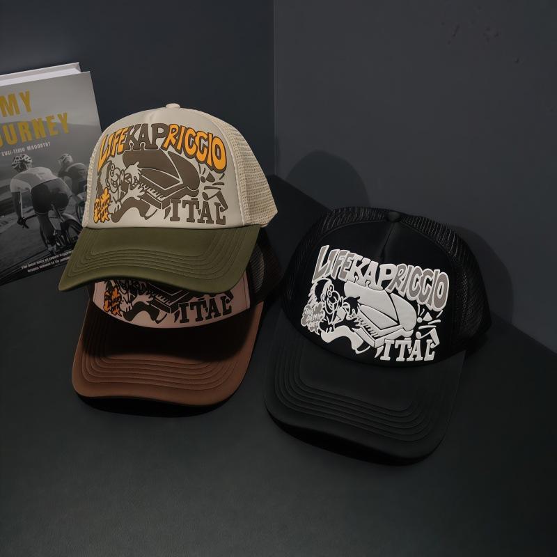 Spring and Summer European and American Personalized Printed Alphabet Baseball Caps Men's and Women's Sunshade Mesh Color Matching Outdoor Piano Hats