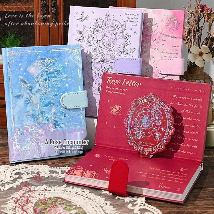 Retro Notatnik Rose Art B6 z Magnetycznym Zapięciem i Hot Stampingiem