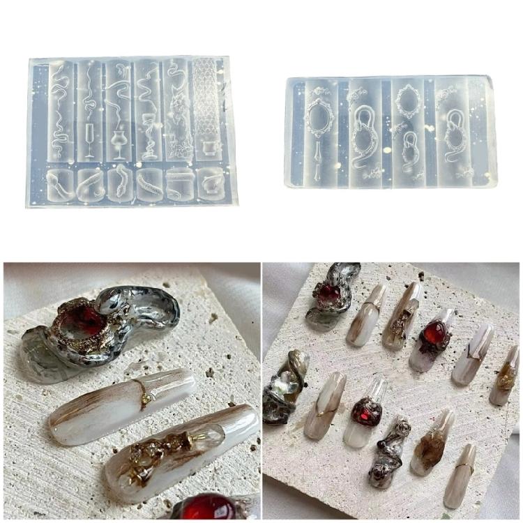 Multi Purpose Serpents Relief Silicone Template Snake Design Nail Mold For Resin Nail Charms And Craft Decorations