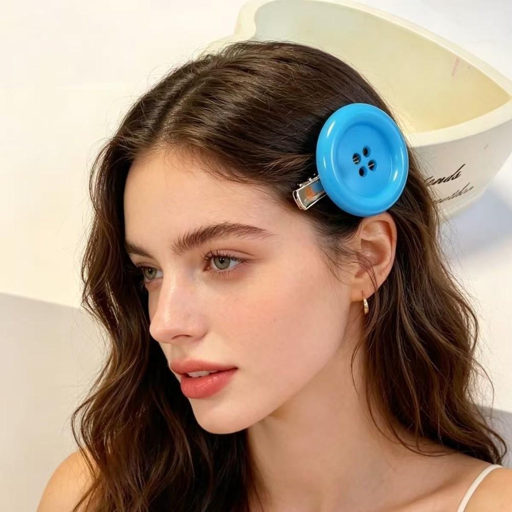 Exaggerated Hair Side Clip Colorful Hair Accessory Extra Large Button Hair Clip Daily Decoration