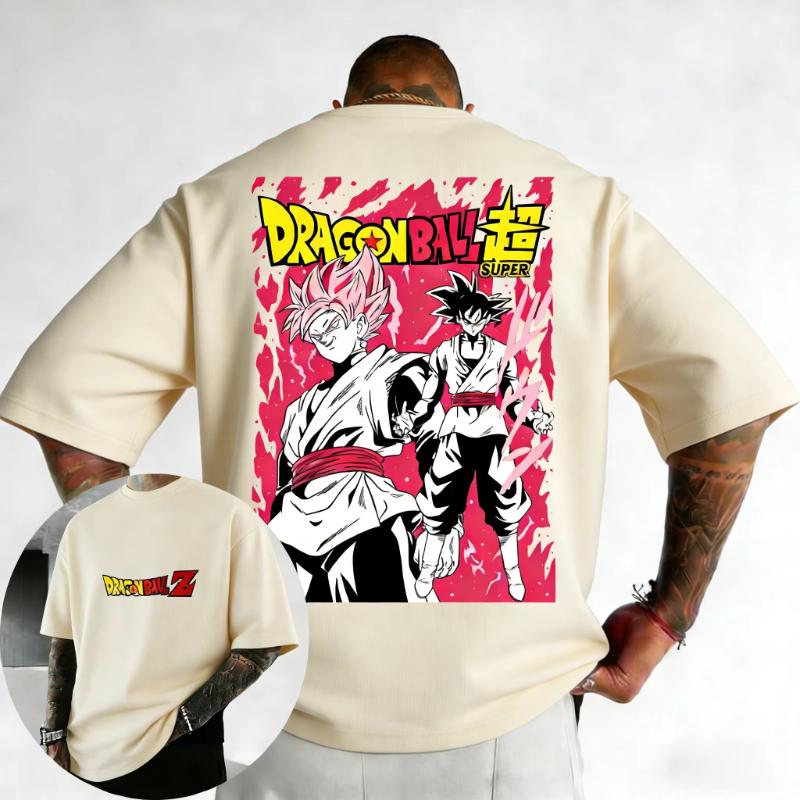 2026 Summer Dragon Ball Anime Cotton Tshirt Goku Printed Mens and Womens Street Trendy Loose Casual Family Parent Child Tops