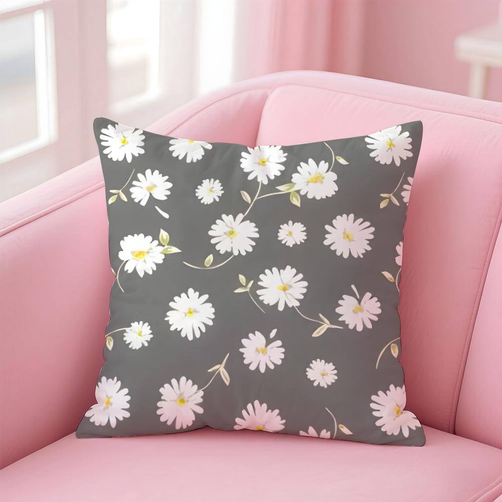 Ssmall Daisy Cushion Cover Pillowcase Short Plush Invisible Zipper Room Sofa Cushion Cover
