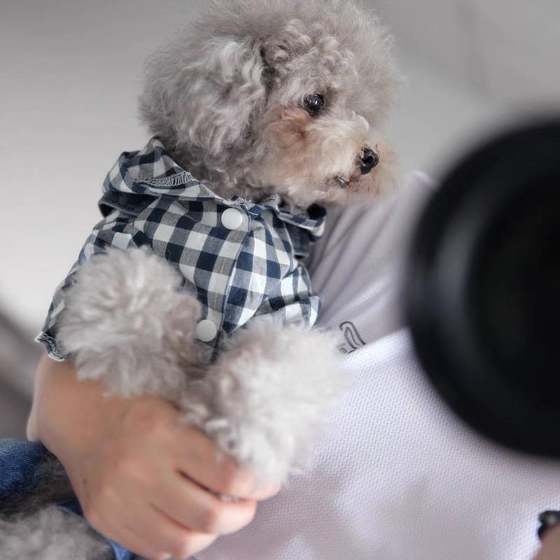 Warm Dog Winter Jacket Small Breeds Teddy Style Four-Legged Denim Harness Coat Fall