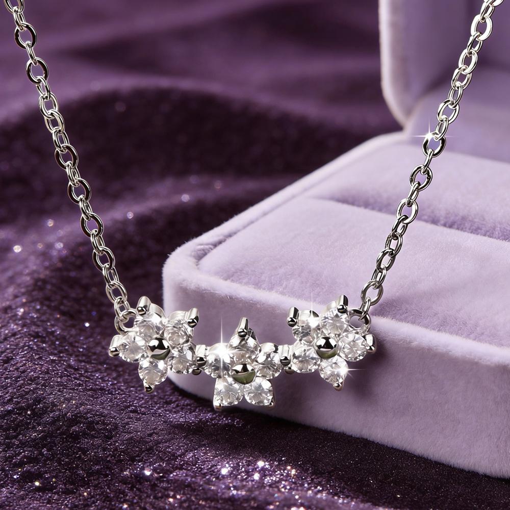 Exquisite Gold Filled  Moissanite Flower Pendant Necklace for Women Gift Cute Necklaces Certificate