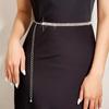 Lanț de Talie cu Strassuri Strălucitoare pentru Femei Elegant Lung Subțire Metalic Reglabil pentru Rochie Femeiască Palton Bandă Decorativă de Talie