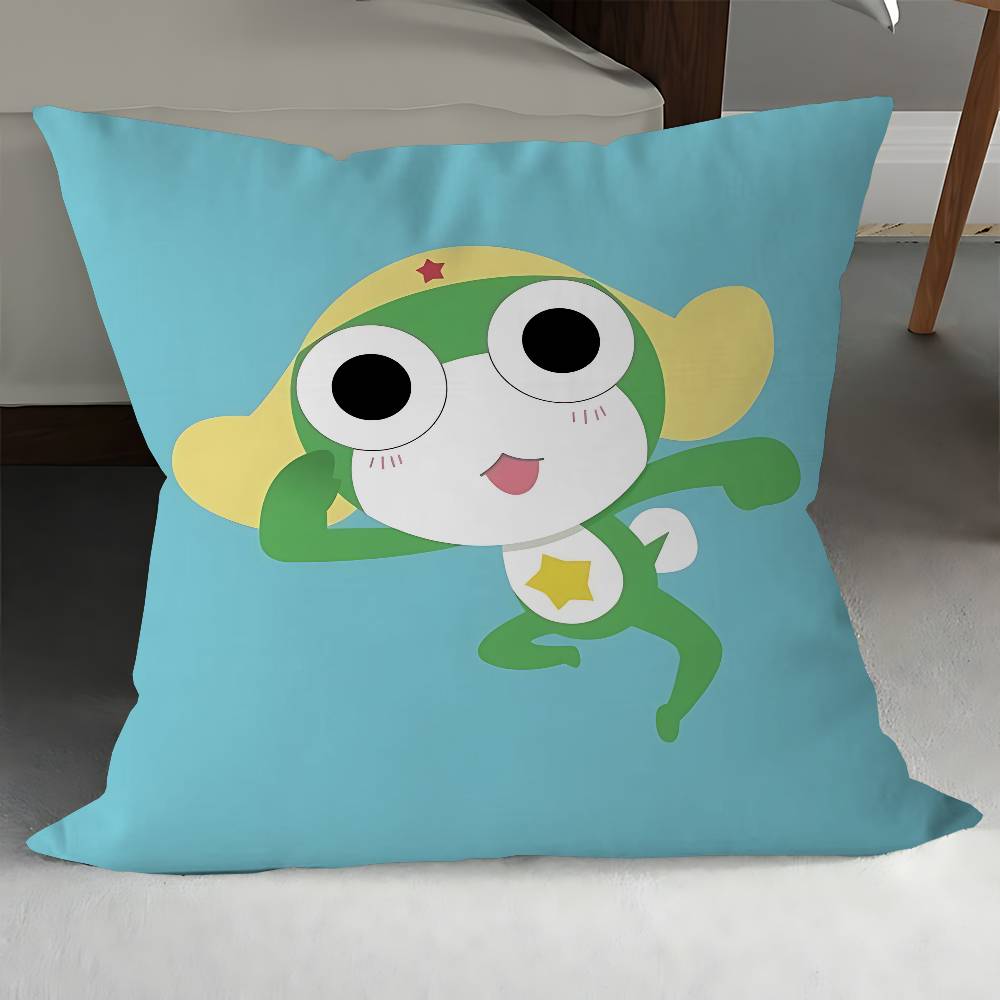 

ANMIE Funny K-Keroro Gunsou Frog Cushion Cover Pillowcase Upholstery Sofa Throw Pillow Home Decor Pillowcas 12x12Inch