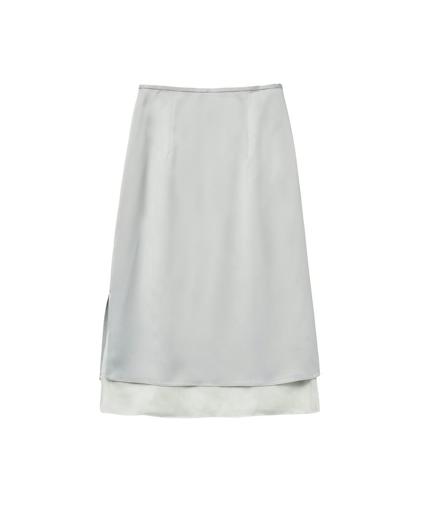 Iolo Satin Layered Skirt_Silver