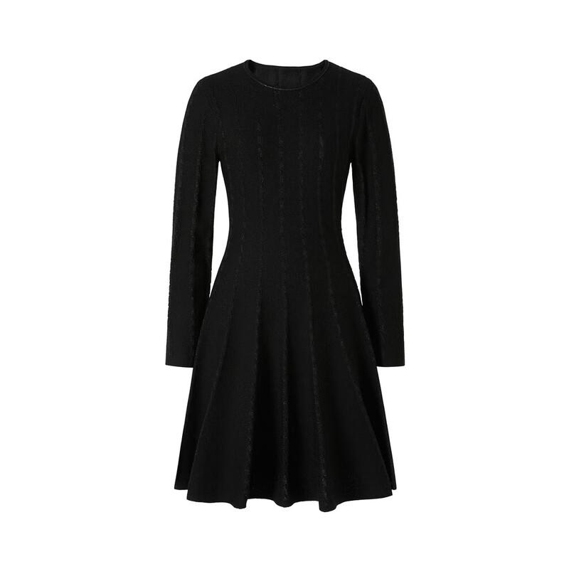 Anna Kou Elegant Wool Knit Round Neck Dress