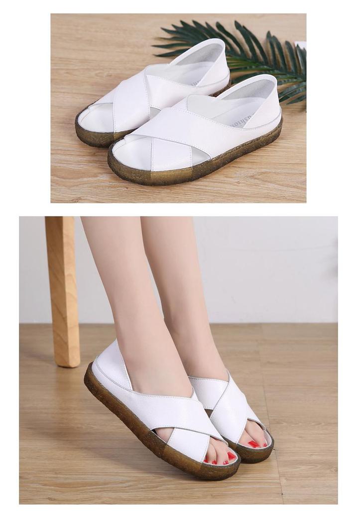 Korean Style Women's Cross Strap Sandals - Large Sizes for Mothers and Pregnant Women