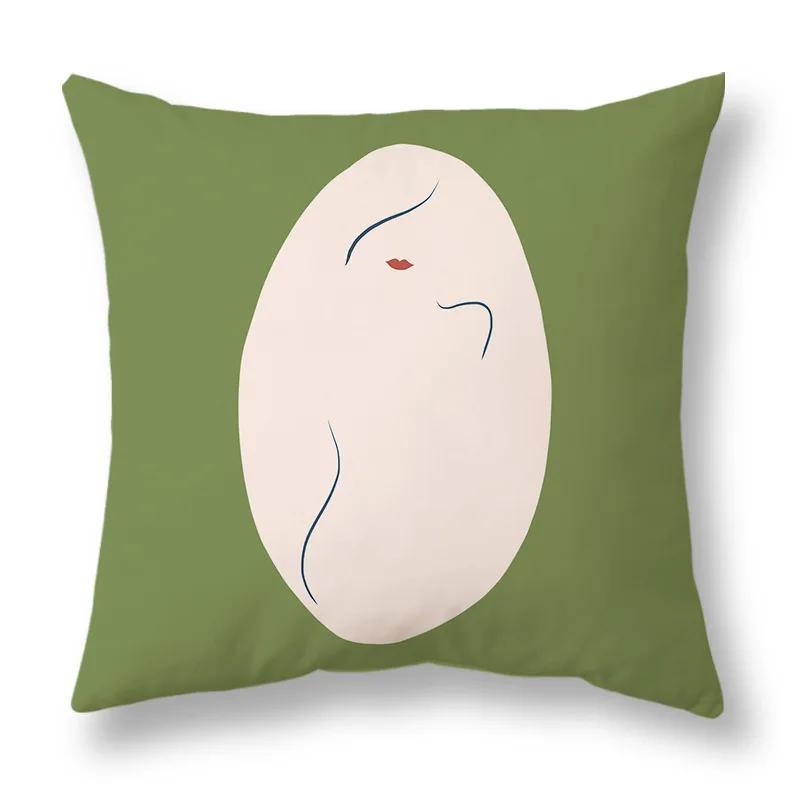 45x45cm Nordic Green Leaf abstract geometric embrace pillowcase Comfortable sofa Office Seat cushion cover Home decor Pillowcase