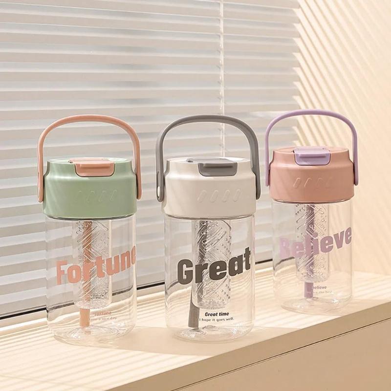 600/800ml High-Capacity Straw Water Cup Premium Sports Water Bottle Perfect Outdoor Camping Drinking Tool for Refreshing Summer