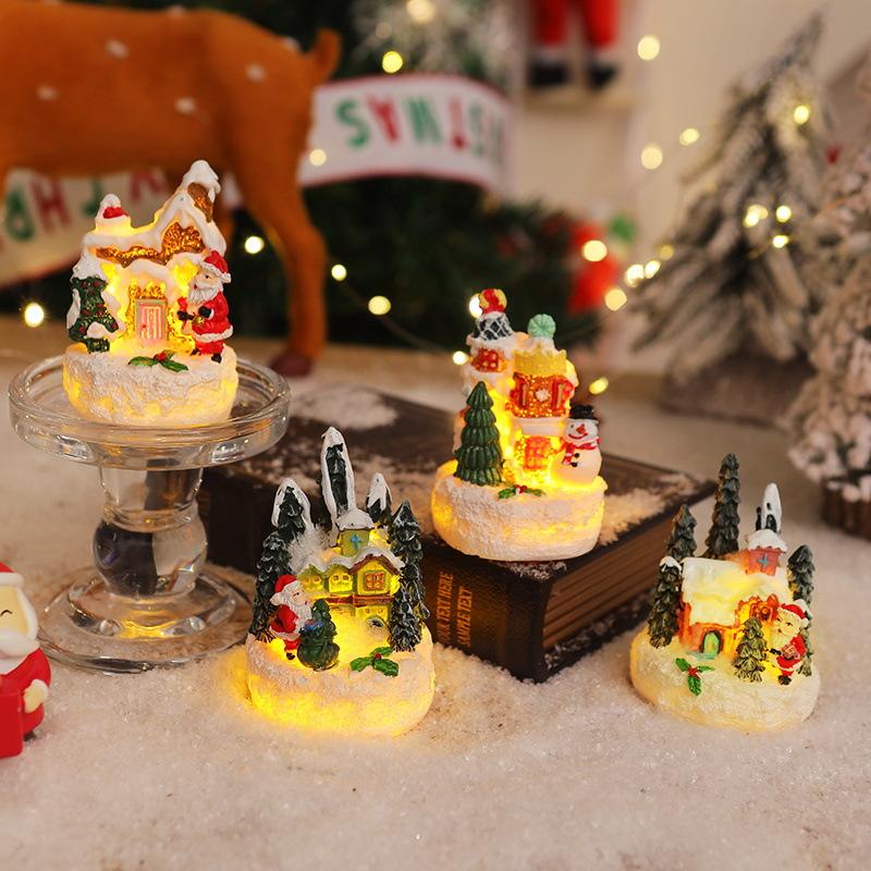 Christmas resin gingerbread house small house Santa Claus snowman micro landscape resin ornaments Christmas decorations ornaments
