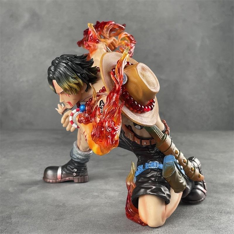 Battle Damaged Ace One Piece Anime Figure Model Display PT Flame Emperor Fire Punch Ace Collectible Toy Action Figure
