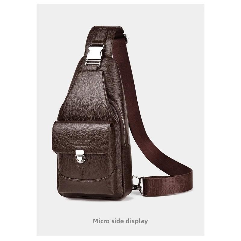 Large Capacity Men's Crossbody Bag  PU Leather Sling Pouch, Chest Bag,for Phone, Wallet & Keys, Outdoor & Daily Commute