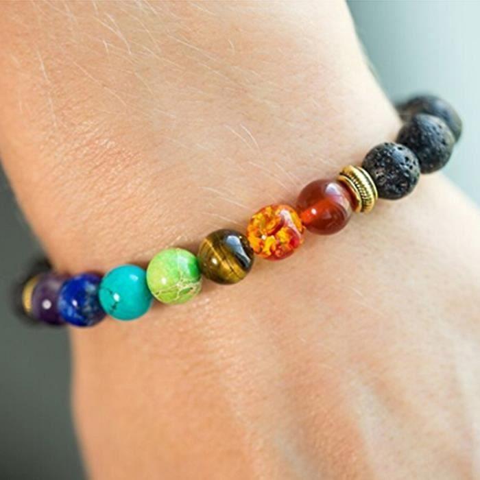 Unisex Matte Natural Agate Energy Beads Stretch Bracelet 7 Chakra Healing Protection Meditation Yoga Environment Stone