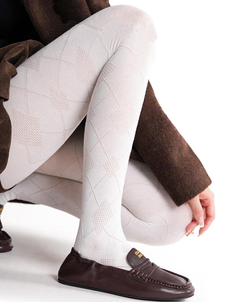 100D Diamond Patterned Pantyhose Women Autumn Winter Vintage High Elasticity Slim Tights Y2K Girls Fashion Stocking