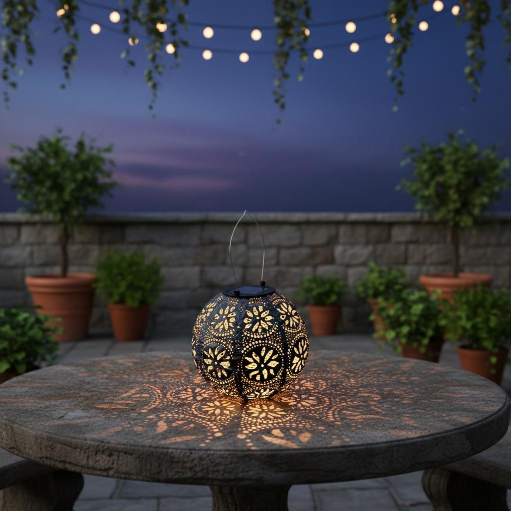 Solar Powered LED Hanging Lights with Handle, IP65 Waterproof Aluminum Outdoor Pendant Lights for Garden Patio Path Yard Decor
