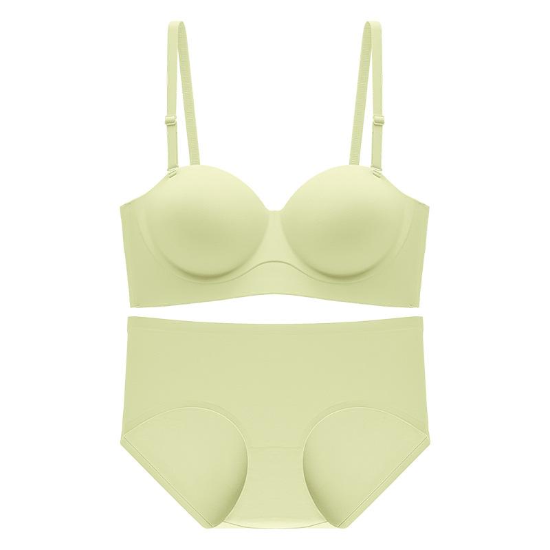 Thin breathable underwear women's small breasts gather and show large adjustment type flat chest special non-slip strapless half cup bra cover