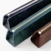 Slip-On PB Zipper Pen Case, Mini, Navy (IPV-4501), Genuine Italian Leather, Holds 1-2 Fountain Pens