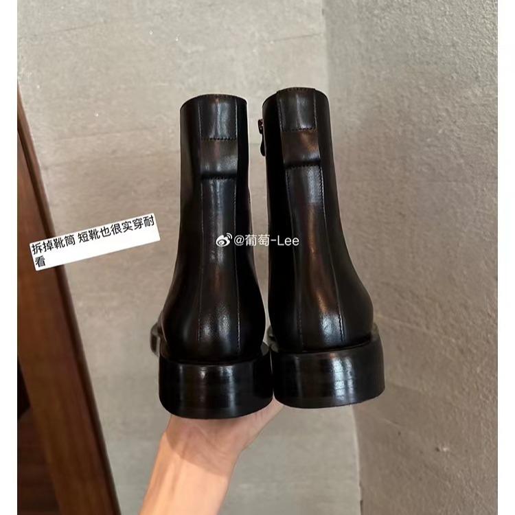 Grape Mom Same Style, South Island Story~ Two Wear Version Detachable Knight Leather Boots Thick Heel Medium Boots Women's Autumn and Winter