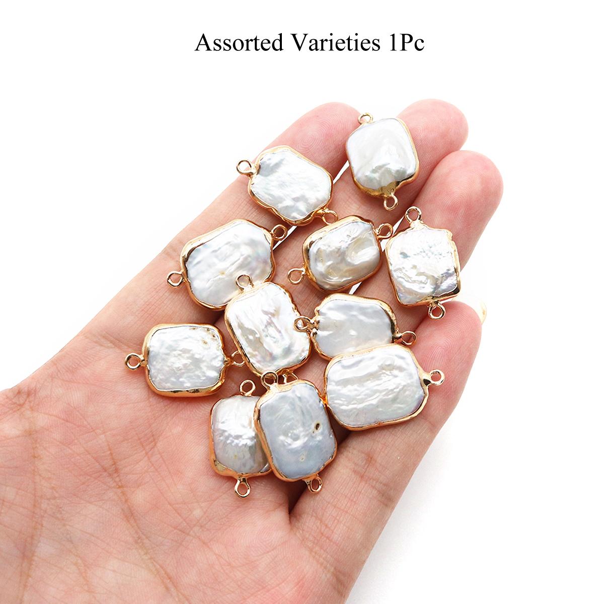 

1 шт., золотой обернутый край, искусственный жемчуг в стиле барокко, соединитель для женщин, ожерелья, браслета, браслета, аксессуары для DIY - изготовление пасхальных ювелирных подарков, 24 × 19 мм 1Pc/24×19mm белый