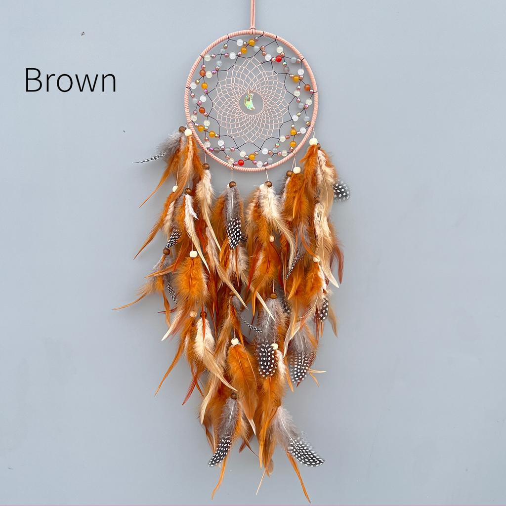 Colorful Feather Woven Atmosphere Decoration Living Room Wall Ornaments Bedroom Home Agate Dream Catcher Net Decorations