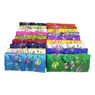 Oriental Silk Jewelry Pouch Scroll-type Object Organizer Fashion Jewelry Roll Wrap
